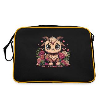 Widder Blumen Blumen - Retro Tasche - Schwarz/Gold - Hinten