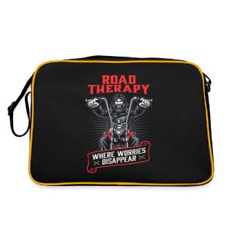 Motorrad Biker Motorbike Motorcycle Therapy - Retro Bag - black/gold - Back