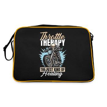 Motorrad Biker Motorbike Motorcycle Therapy - Retro Bag - black/gold - Back