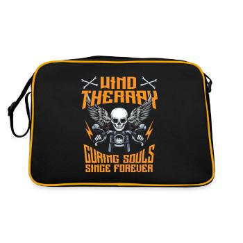 Motorrad Biker Motorbike Motorcycle Therapy - Retro Bag - black/gold - Back