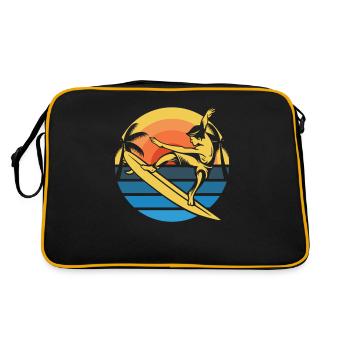 Surfer Surfen - Retro Tasche - Schwarz/Gold - Hinten