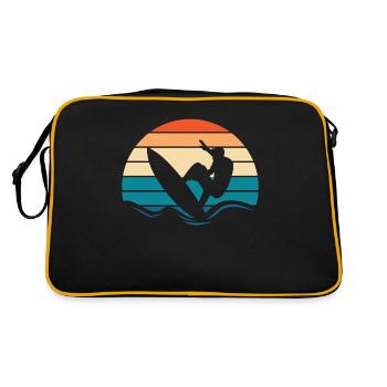 Surfer Surfen - Retro Tasche - Schwarz/Gold - Hinten