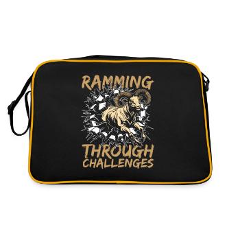 Widder Tier Widder - Retro Tasche - Schwarz/Gold - Hinten
