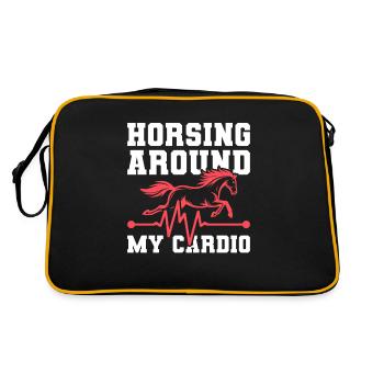 Horse Equestrian Ekg - Retro Bag - black/gold - Back