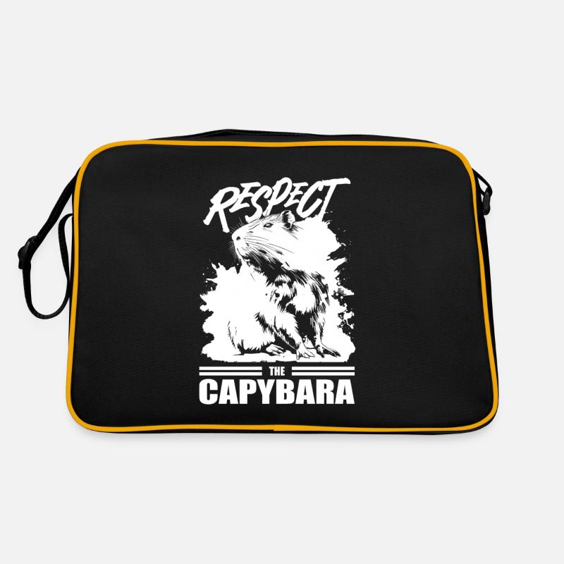 Capybara Wasserschwein - Retro Tasche - Schwarz/Gold