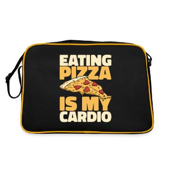 Pizza Funny Cardio Quote - Retro Tasche - Schwarz/Gold - Hinten