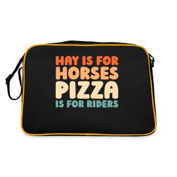 Pferd Reitsport Pizza - Retro Tasche - Schwarz/Gold - Hinten