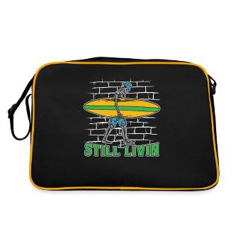 Surfer Surfen - Retro Tasche - Schwarz/Gold - Hinten