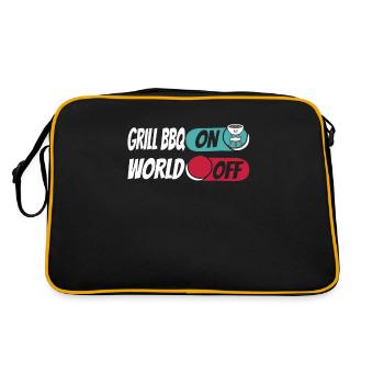 Bbq Grillen Grill Bbq On World Off - Retro Tasche - Schwarz/Gold - Hinten