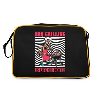 Bbq Grillen Skelett - Retro Tasche - Schwarz/Gold - Hinten