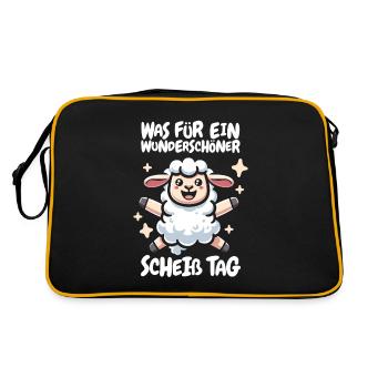 Sheep funny please keep your mouth shut - Retro Bag - black/gold - Back