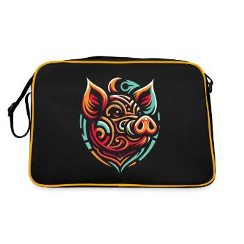 Schwein Schweinebauer Moon Phases - Retro Tasche - Schwarz/Gold - Hinten
