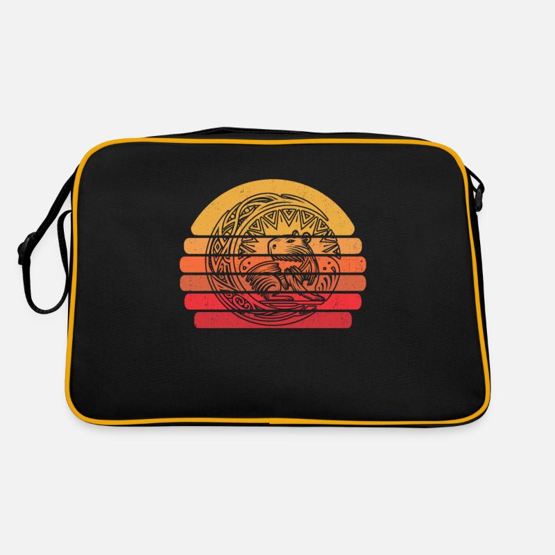 Capybara Capybara Phases de lune tribales - Sac Retro - noir/or