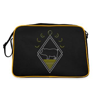 Schwein Schweinebauer Abstrakt Moon Phases - Retro Tasche - Schwarz/Gold - Hinten