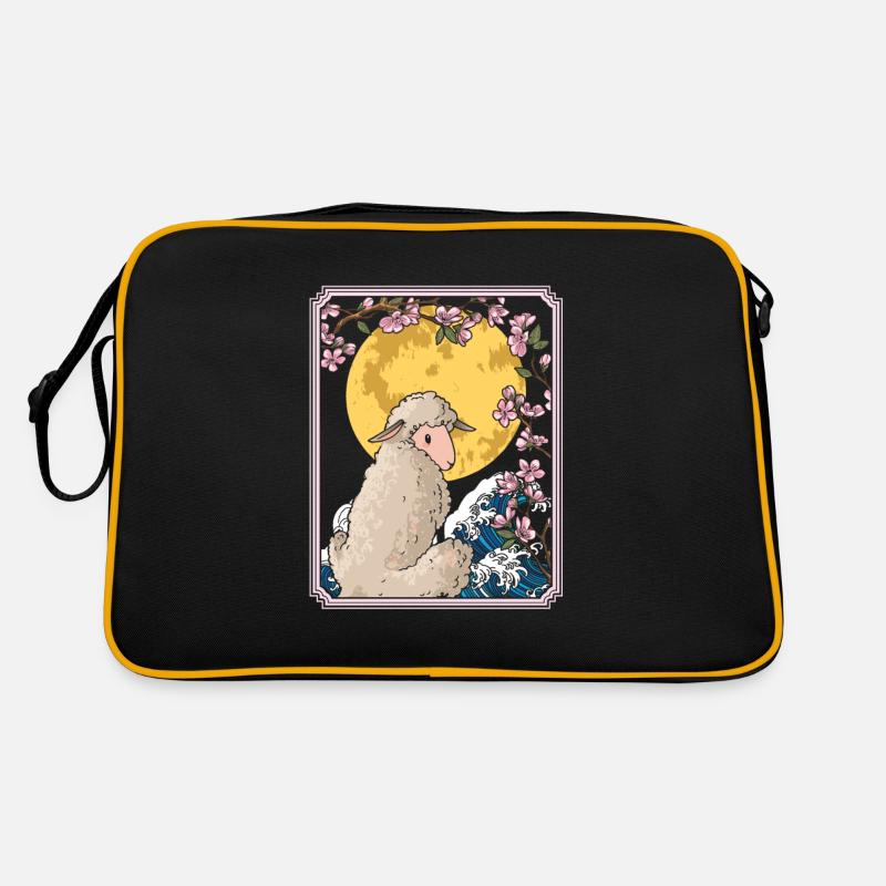 Schaf Japan Cherry Blossom Moon Retro Tasche
