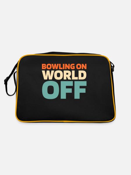 Bowling Bowlen Bowler Bowling On World Off - Retro Tasche - Schwarz/Gold - Hinten