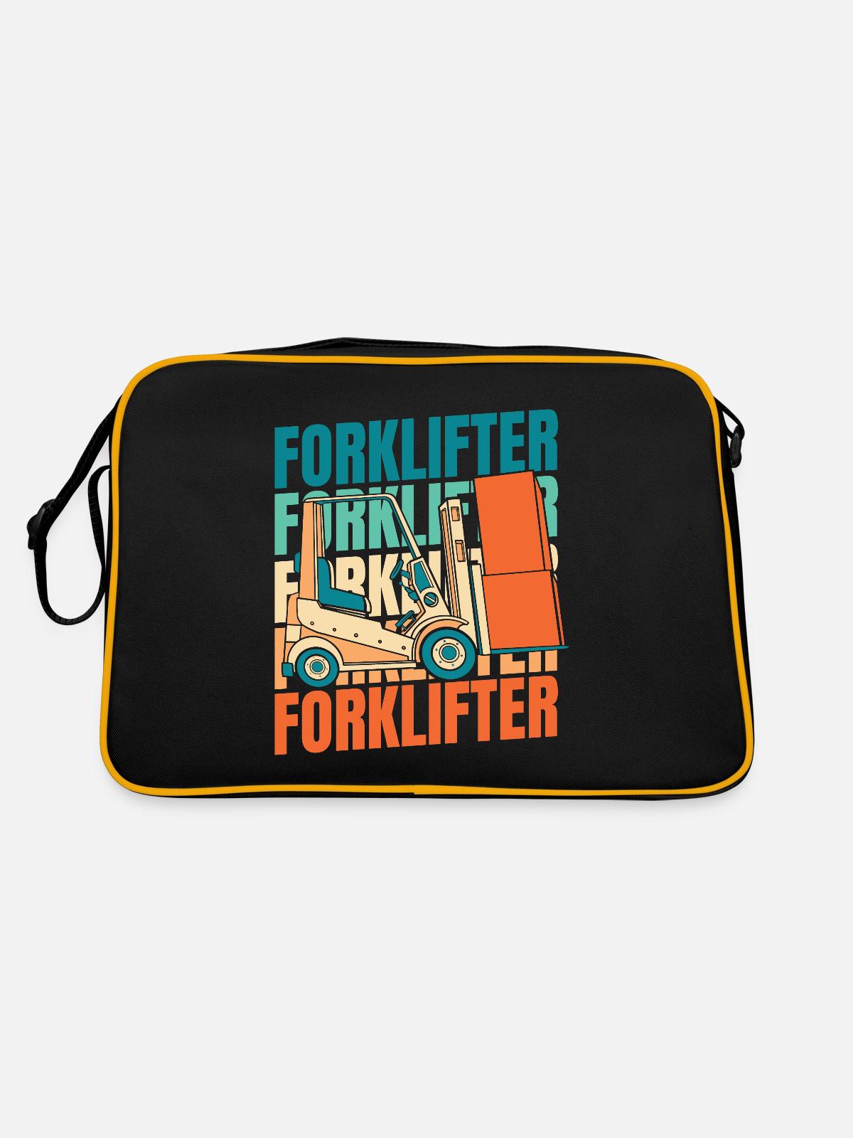 Gabelstapler Staplerfahrer - Retro Tasche - Schwarz/Gold - Hinten