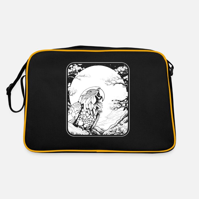 Papagei Japan Cherry Blossom Moon Retro Tasche
