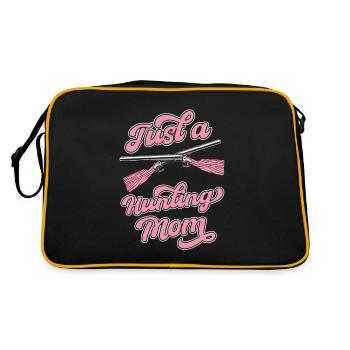 Jagen Jäger Jagd Just A Hunting Mom - Retro Tasche - Schwarz/Gold - Hinten