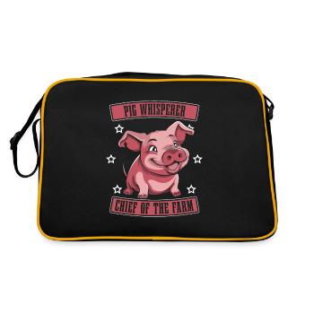 Schwein Schweinebauer Chef Der Farm - Retro Tasche - Schwarz/Gold - Hinten