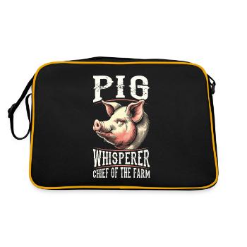Schwein Schweinebauer Chef Der Farm - Retro Tasche - Schwarz/Gold - Hinten