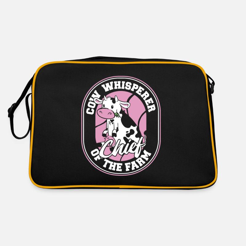 Kuhbauer Milchbauer Chef Der Farm - Retro Tasche - Schwarz/Gold