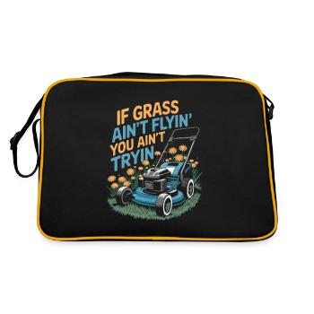 Rasenmäher Mähen - Retro Tasche - Schwarz/Gold - Hinten