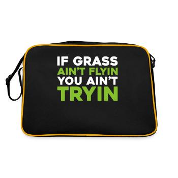 Lawn mower mowing - Retro Bag - black/gold - Back