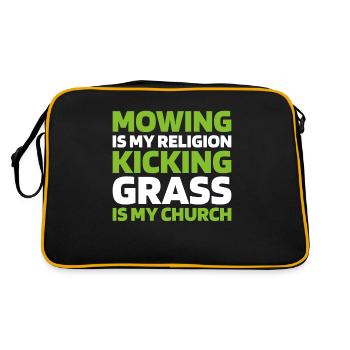Lawn mower mowing - Retro Bag - black/gold - Back