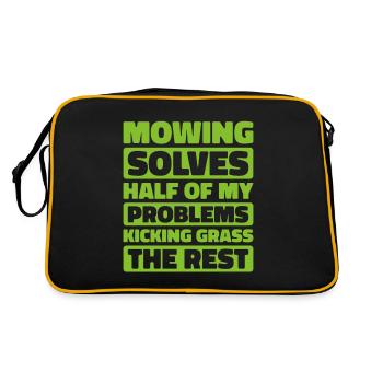 Lawn mower mowing - Retro Bag - black/gold - Back
