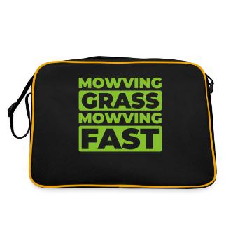 Lawn mower mowing - Retro Bag - black/gold - Back