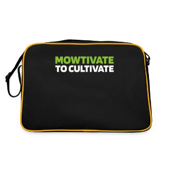 Lawn mower mowing - Retro Bag - black/gold - Back