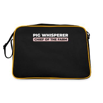 Schwein Schweinebauer Chef Der Farm - Retro Tasche - Schwarz/Gold - Hinten