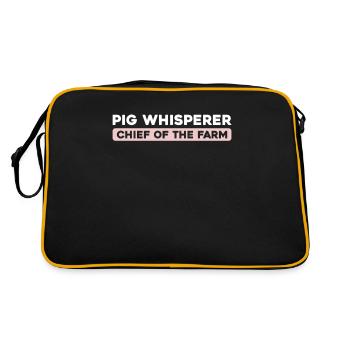 Schwein Schweinebauer Chef Der Farm - Retro Tasche - Schwarz/Gold - Hinten