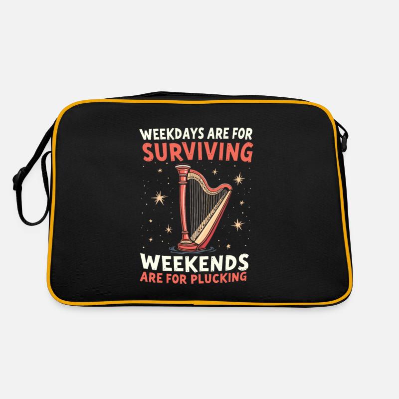 Harfe - Retro Tasche - Schwarz/Gold