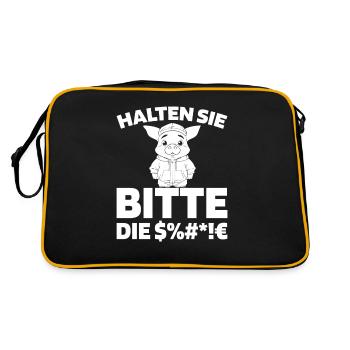 Schwein Schweinebauer - Retro Tasche - Schwarz/Gold - Hinten