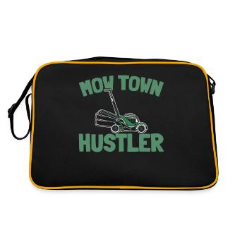 Lawn mower mowing - Retro Bag - black/gold - Back