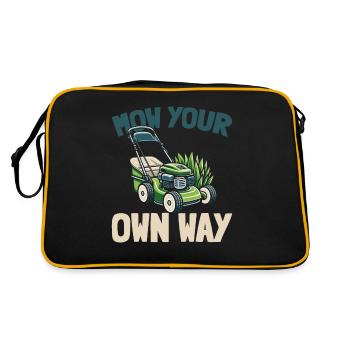Lawn mower mowing - Retro Bag - black/gold - Back