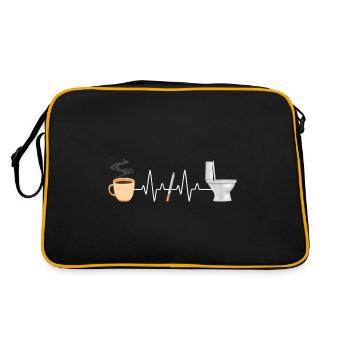 Kaffee Zigarette Toilette Witzig Raucher - Retro Tasche - Schwarz/Gold - Hinten