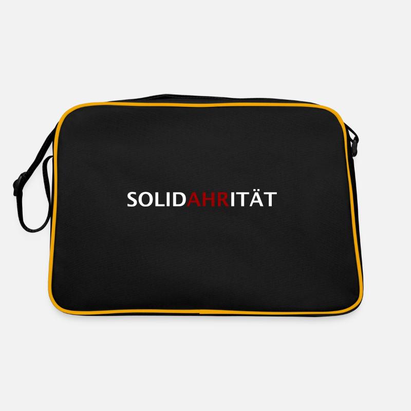 SolidAHRität | Ahrtal Hochwasser Eimerkette Hilfe - Retro Tasche - Schwarz/Gold
