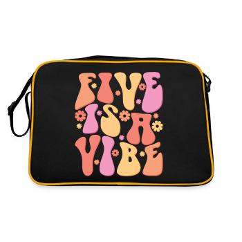 Five Is A Vibe, 5 Jahre alt, Kinder zum 5. Geburtstag - Retro Tasche - Schwarz/Gold - Hinten