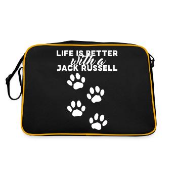 Dog / Jack Russell: Life Is Better With A Jack - Retro Bag - black/gold - Back