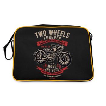 Two Wheels Forever Motorrad - Retro Tasche - Schwarz/Gold - Hinten