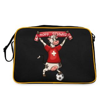 Hopp Schwiiz - Retro Tasche - Schwarz/Gold - Hinten