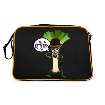 Zitat Humor Lauch Detektiv Pfeife hat mich - Retro Tasche - Schwarz/Gold - Hinten