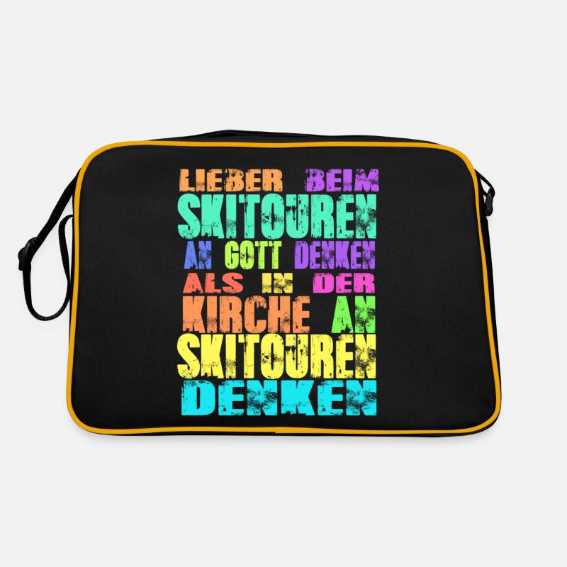 Skitouren Kirche Retro Tasche