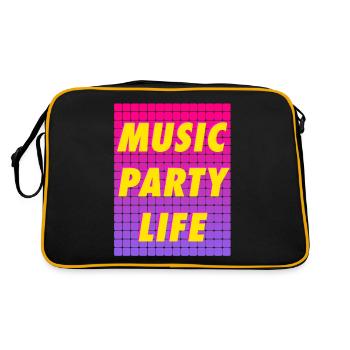 MUSIC PARTY LIFE - Retro Bag - black/gold - Back