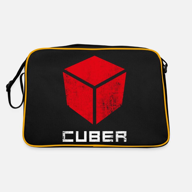 CUBER. Cubing-Cube-Cuber-Speedcubing - Retro Tasche - Schwarz/Gold