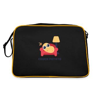 Couch Potato Kartoffel auf dem Sofa - rot - Retro Tasche - Schwarz/Gold - Hinten
