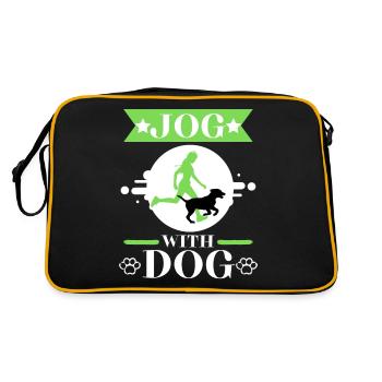 Mit dem Hund joggen laufen Sport Hund Geschenkidee - Retro Tasche - Schwarz/Gold - Hinten